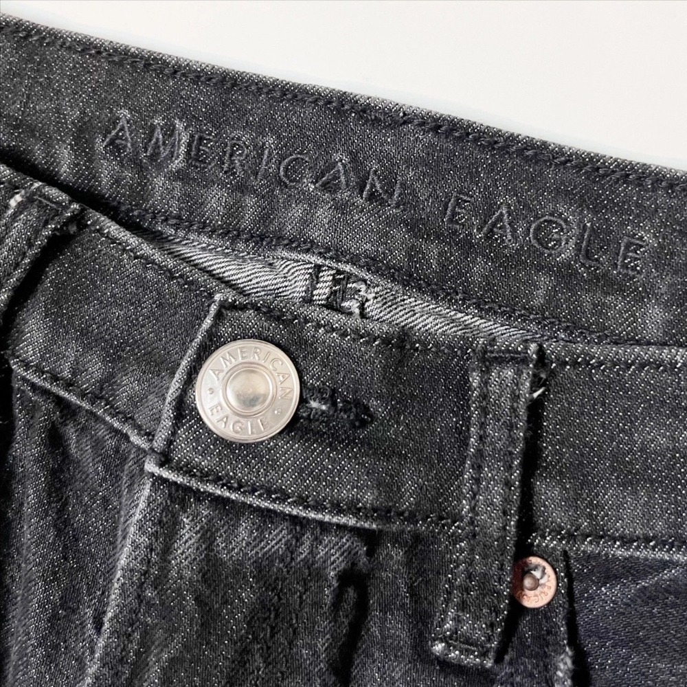 American Eagle 90s Boyfriend Jeans 8 X-SHORT Black High Waist Relaxed Petite - Picture 5 of 9